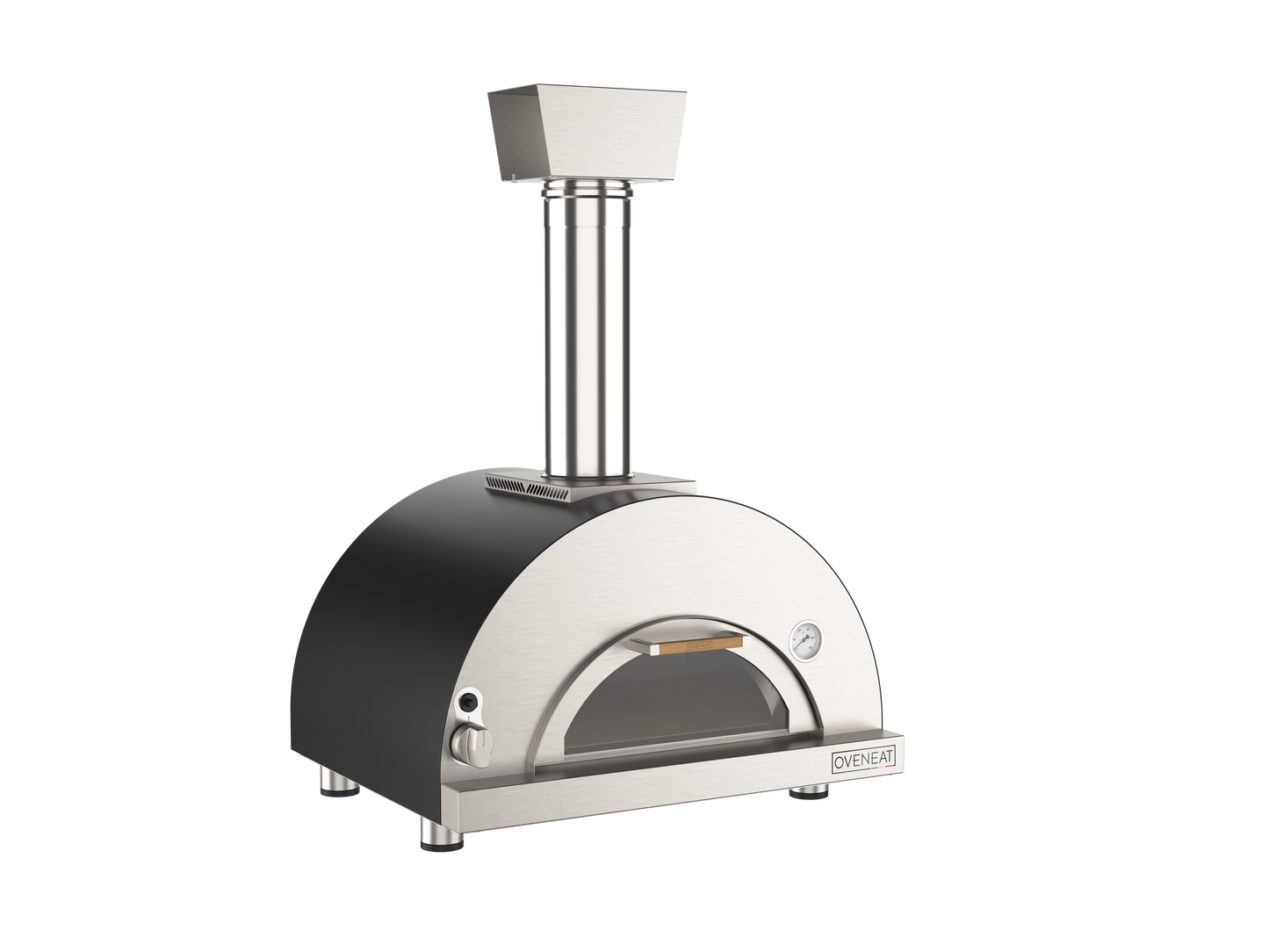 Oveneat GDD-1VG Charcoal Grey Gas Single Pizza oven with glass drop-down door includes pizza peel