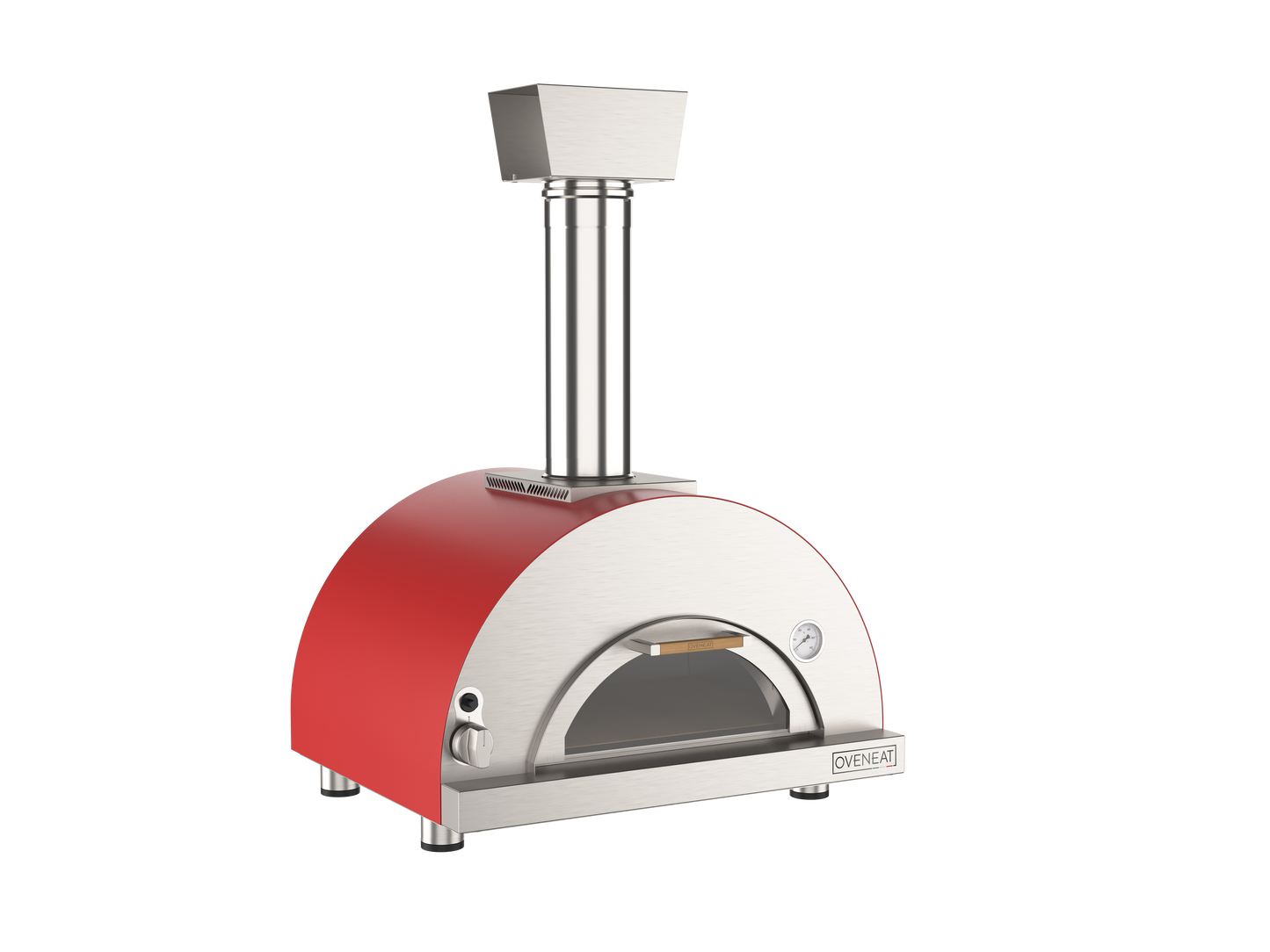 Oveneat GDD-1VR Red Gas Single Pizza Oven with Glass Drop Down Door includes Pizza Peel