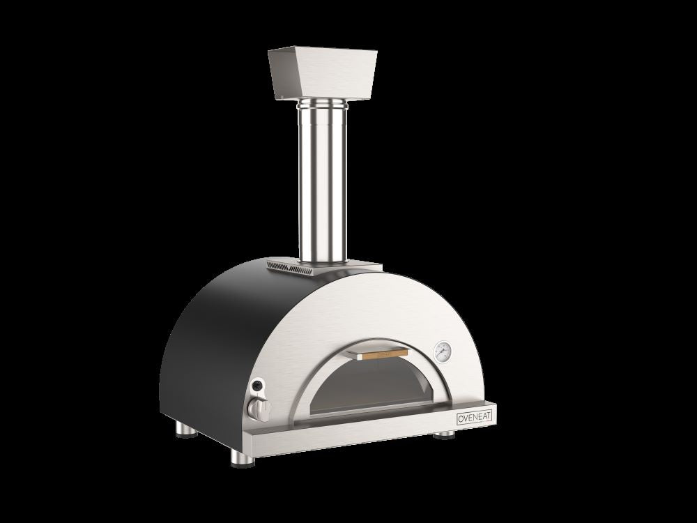 Oveneat GDD-1VG Charcoal Grey Gas Single Pizza oven with glass drop-down door includes pizza peel