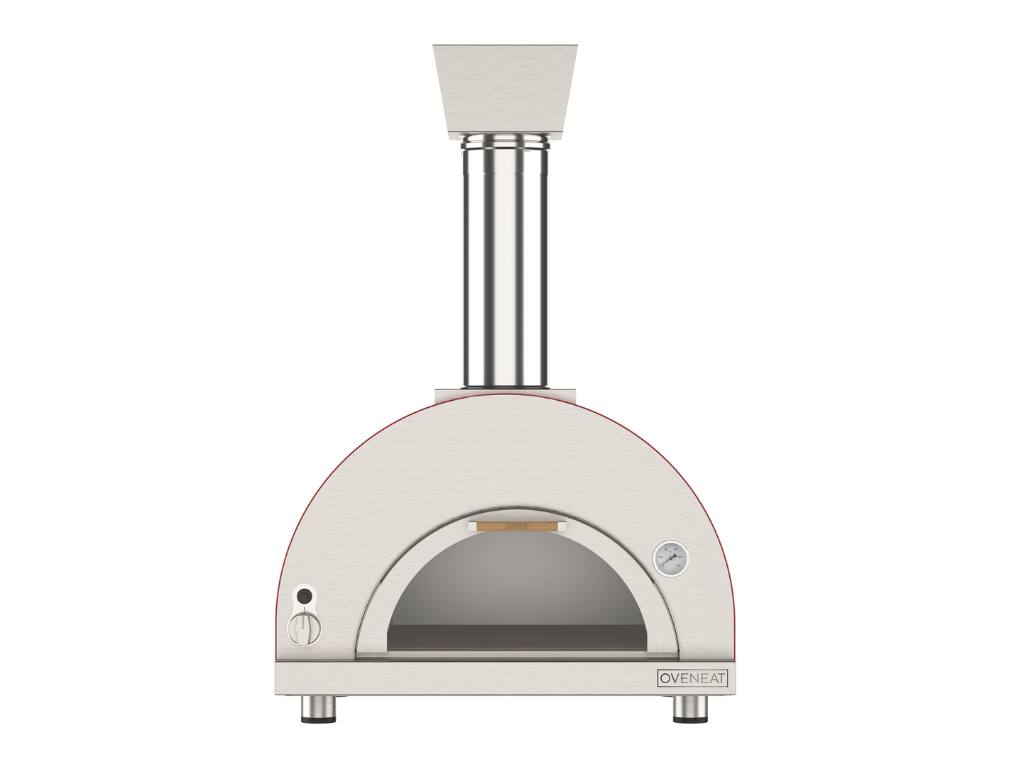Oveneat GDD-2VR Red Double gas pizza oven with drop-down glass door includes pizza peel