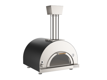 Oveneat GDD-2VG Charcoal Grey Double gas pizza oven with drop-down glass door includes pizza peel