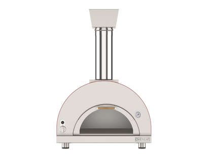 Oveneat GDD-2VR Red Double gas pizza oven with drop-down glass door includes pizza peel