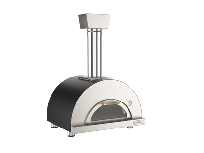 Oveneat WDD-1VG Charcoal Grey Wood Fired Single Pizza Oven with Drop-Down Glass Door Includes Brazier & Pizza Peel