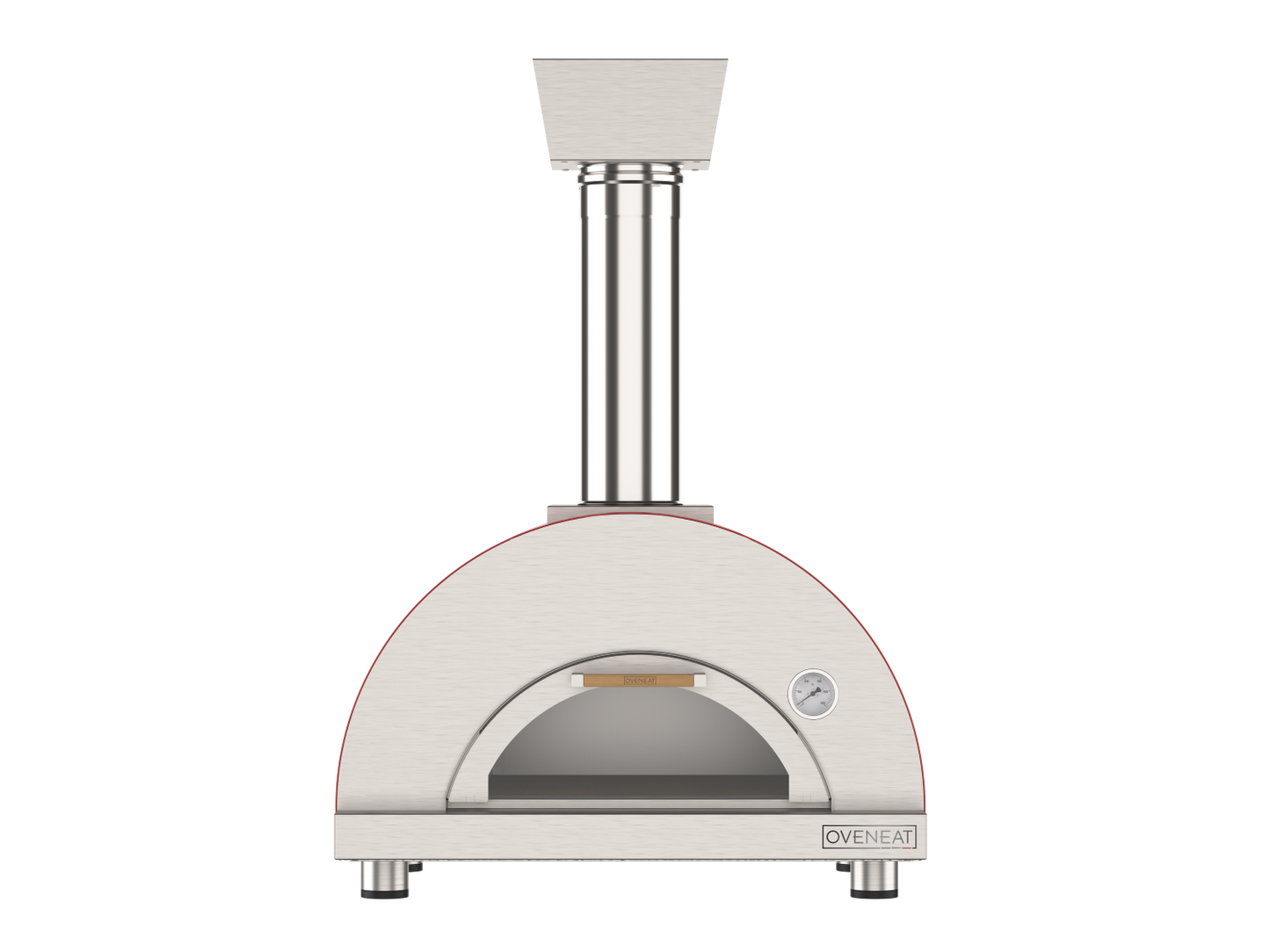 Oveneat WDD-1VR Red Wood Fired single Pizza Oven with Drop-Doen Glass Door Includes Pizza Brazier & Pizza Peel
