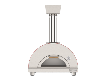 Oveneat WDD-1VR Red Wood Fired single Pizza Oven with Drop-Doen Glass Door Includes Pizza Brazier & Pizza Peel