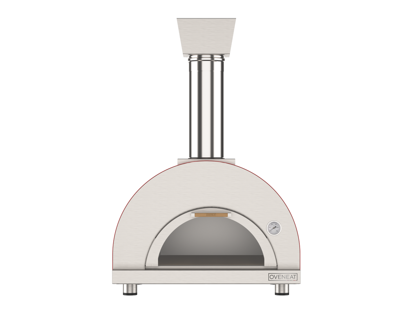 Oveneat WDD-2VR Red Wood Fired Double Pizza Oven with Drop-down Glass Door includes Brazier & Pizza Peel