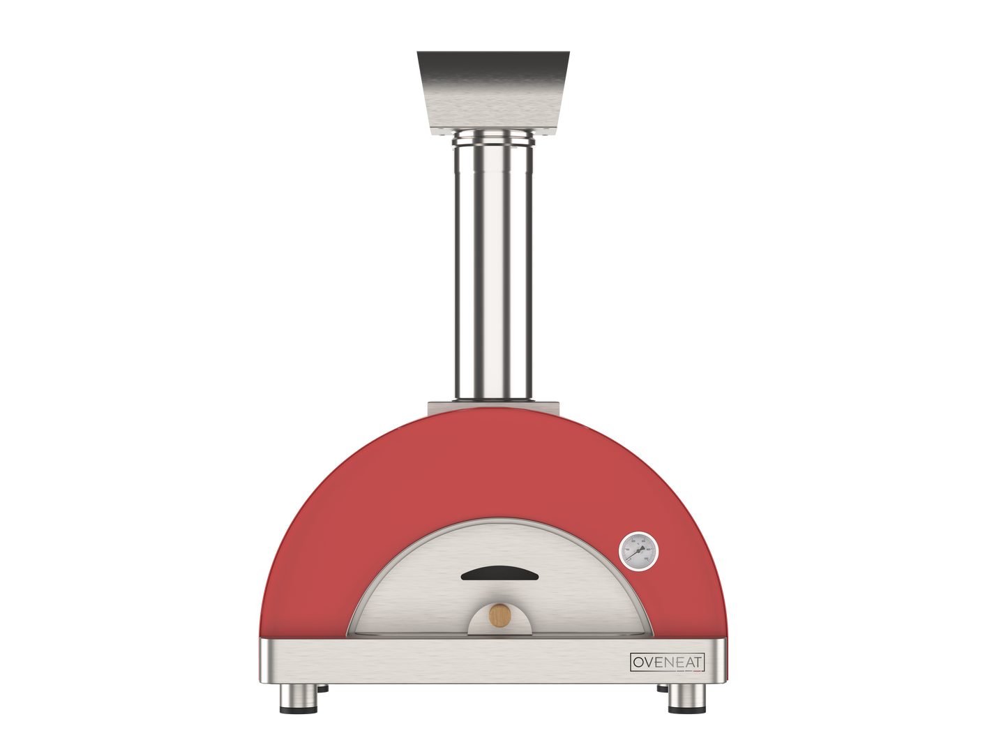 Oveneat WRX-1VR Red Wood Fired Single Pizza oven with stainless steel door includes brazier and pizza peel