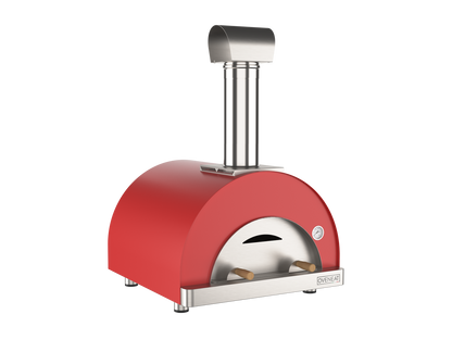 Oveneat WRX-2VR Red Wood Fired Double Pizza oven with stainless steel door.Includes brazier and pizza peel.