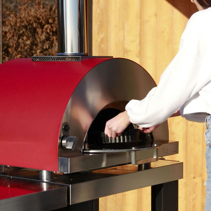 Oveneat GDD-2VG Charcoal Grey Double gas pizza oven with drop-down glass door includes pizza peel